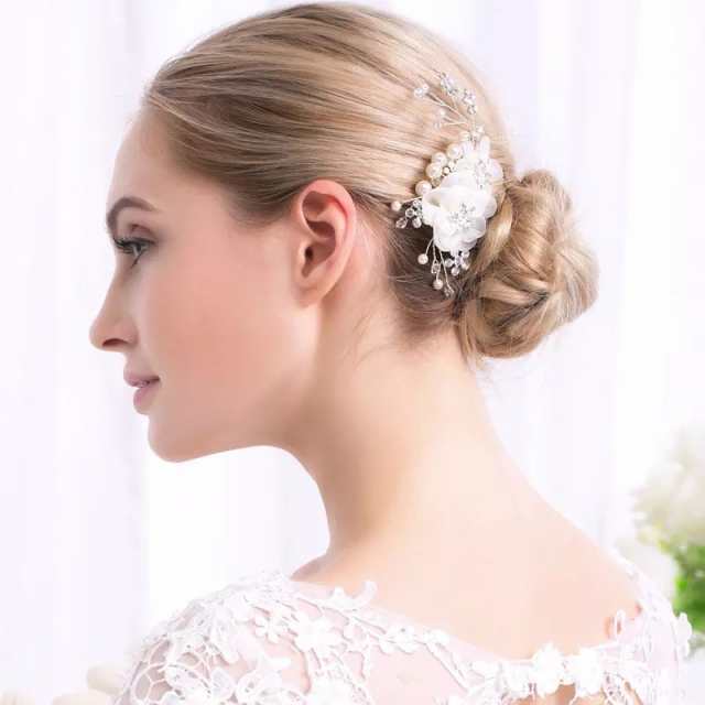髪飾り ホワイト コーム ヘアアクセ 留袖 かんざし パール 花 和装 結婚式