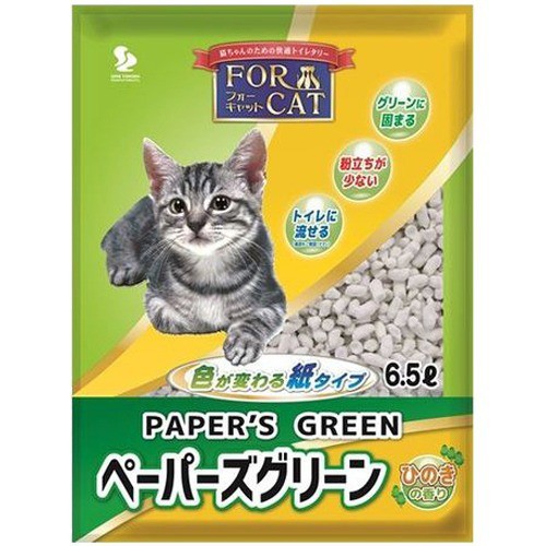 他サイト： フォーキャット ペーパーズグリーン ひのきの香り(6.5L)[ペットの防虫・消臭・お掃除]の商品画像
