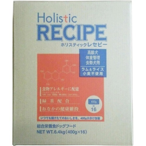 他サイト： ホリスティックレセピー ラム&ライス 高齢犬/体重管理/去勢犬用( 6.4kg(400g×16袋))[ドッグフード(ドライフードの商品画像