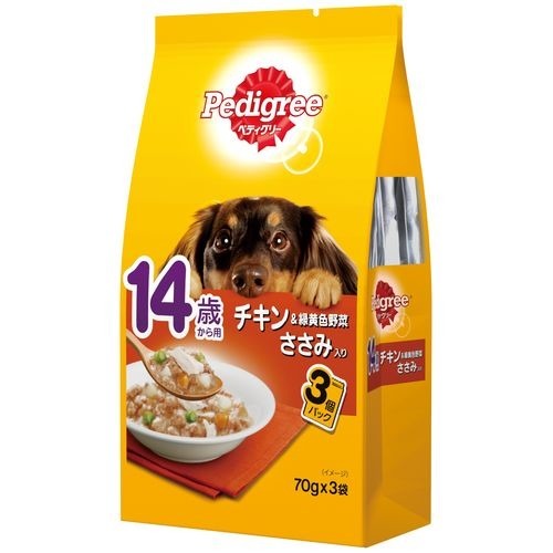PWP12 ペディグリー 14歳から用 チキン＆緑黄色野菜 ささみ入り 70g×3袋