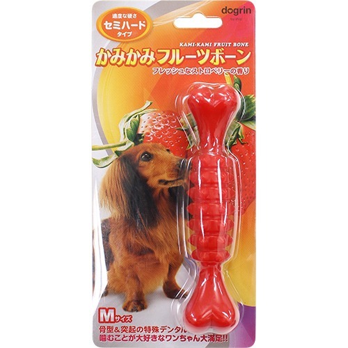 他サイト： かみかみフルーツボーン ストロベリー Mサイズ(1本)[犬のおもちゃ・しつけ]の商品画像