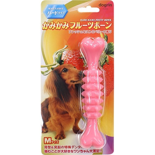 他サイト： かみかみフルーツボーン ストロベリー ハードタイプ M(1本)[犬のおもちゃ・しつけ]の商品画像