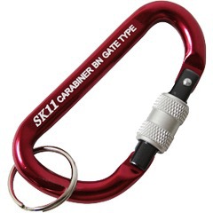 他サイト： SK11 ロックカラビナ BN 脱落防止ネジロック機能 SAC-660BN レッド(1コ入)[フック]の商品画像