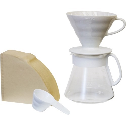 他サイト： ハリオ V60セラミックドリッパー02セット XVDD-3012W(1セット)[コーヒー用品]の商品画像