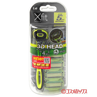 他サイト： 貝印(Kaijirusi) クロスフィット(Xfit) カミソリ 5枚刃 ホルダー&替刃4コ入り スリムパック 髭剃りの商品画像
