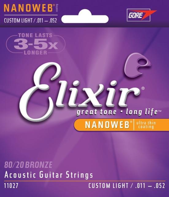 他サイト： Elixir/エリクサー アコースティックギター弦 #11027 NANOWEB Custom Light .011-.052[の商品画像