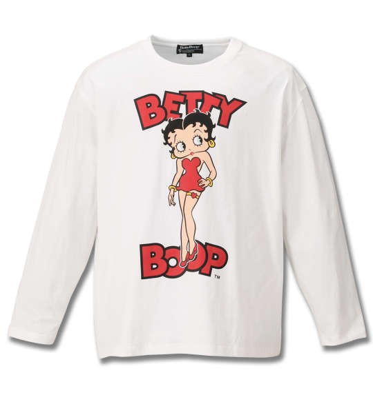 大きいサイズ メンズ Betty Boop 天竺プリント長袖tシャツ オフ
