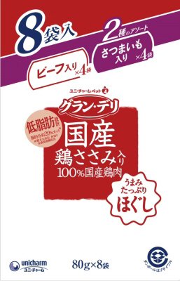 他サイト： グラン・デリ国産パウチ ほぐし ビーフ&さつまいも 80g×8の商品画像