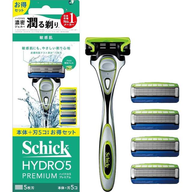 他サイト： シック ハイドロ5プレミアム敏感肌用 コンボパック 本体刃付き+替刃4個付の商品画像