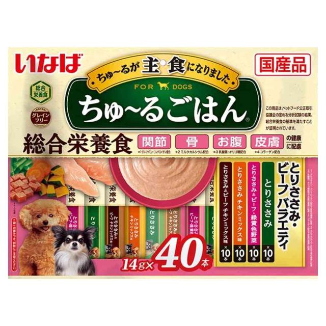 他サイト： いなばペットフード ちゅ〜るごはん とりささみ・ビーフバラエティ 14g×40本  の商品画像