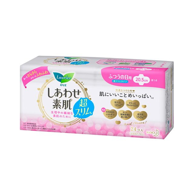 他サイト： 花王 ロリエ しあわせ素肌 超スリム ふつうの日 羽つき 24個【3個セット】の商品画像