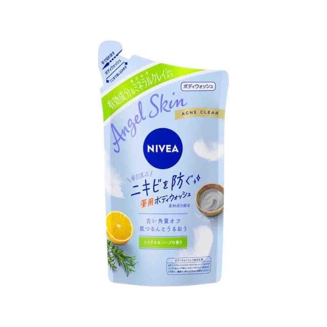 他サイト： 【医薬部外品】ニベア エンジェルスキン ボディウォッシュ アクネクリア シトラス&ハーブの香り つめかえ用 350mlの商品画像