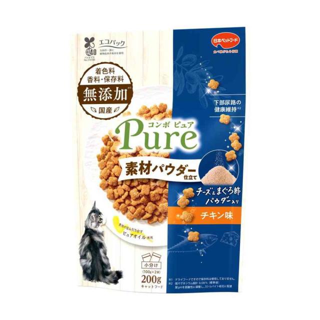 他サイト： 日本ペットフード コンボピュア キャット チキン味・チーズ&まぐろ節パウダー仕立て 100g×2袋  の商品画像