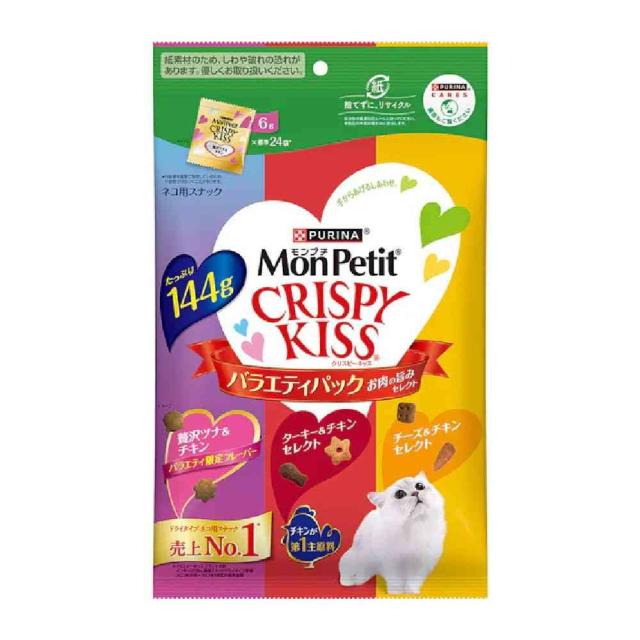 他サイト： 【ポイント10倍】モンプチクリスピーキッス バラエティパック お肉の旨みセレクト 144g  の商品画像