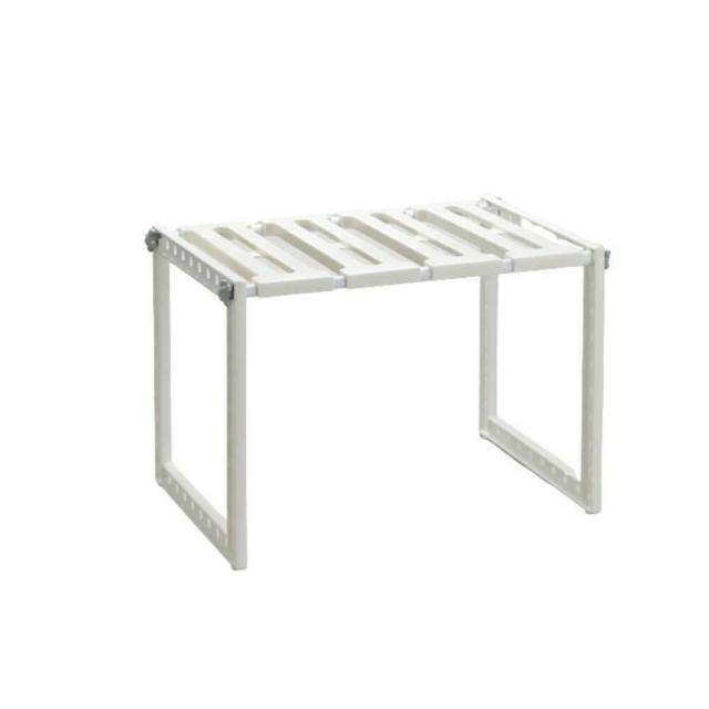 他サイト： 伸晃 洗面下フリーラック伸縮タイプS ホワイト   の商品画像