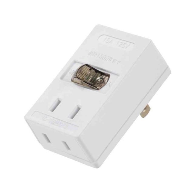 他サイト： オーム電機 LEDスイッチタップ 2個口 HS-TMP2B2-W   の商品画像
