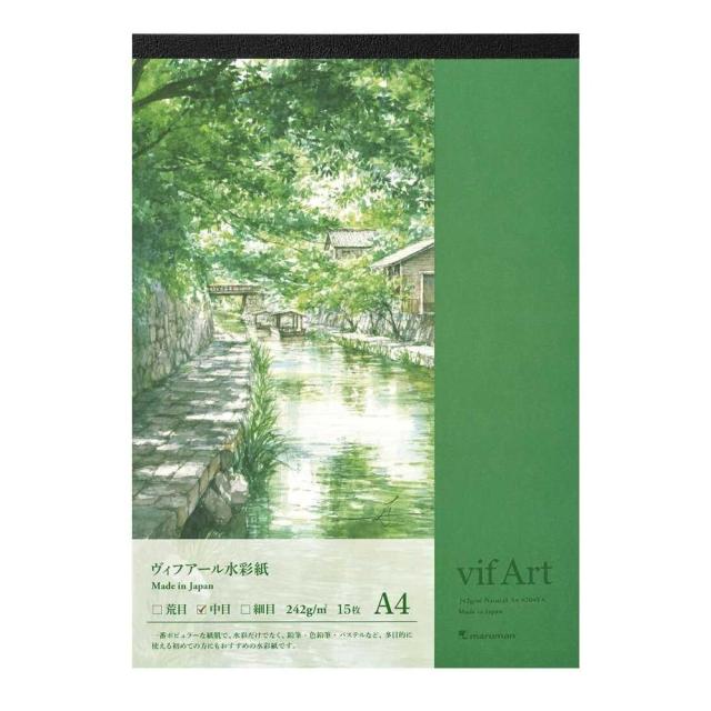 他サイト： A4 ヴィフアール水彩紙パッド 中目 1冊入の商品画像