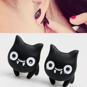 クロネコ 黒猫 小悪魔ピアス/1個販売 バックキャッチピアス ベア