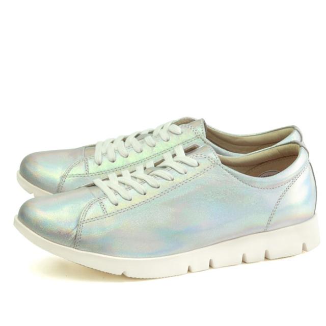 フィットジョイ FIT JOY FJ,022 レインボー シルバー スニーカー レディース ウォーキングシューズ 軽量 レザーシューズ