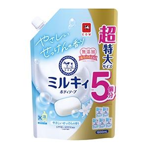 他サイト： 牛乳石鹸 ミルキィ ボディソープ せっけんの香りつめかえ1800mlの商品画像