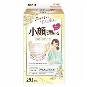 他サイト： 白元アース ビースタイル 不織布マスク プリーツタイプ ふつう プレミアムホワイト20枚入の商品画像
