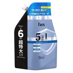 他サイト： P&G h&s エイチアンドエス 5in1 クールクレンズ シャンプー超特大つめかえ1750Gの商品画像
