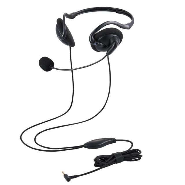 他サイト： エレコム HS-NB06TBK 有線ヘッドセット ネックバンド型 両耳折りたたみ式 4極φ3.5mm 変換ケーブル付[HSNB0の商品画像