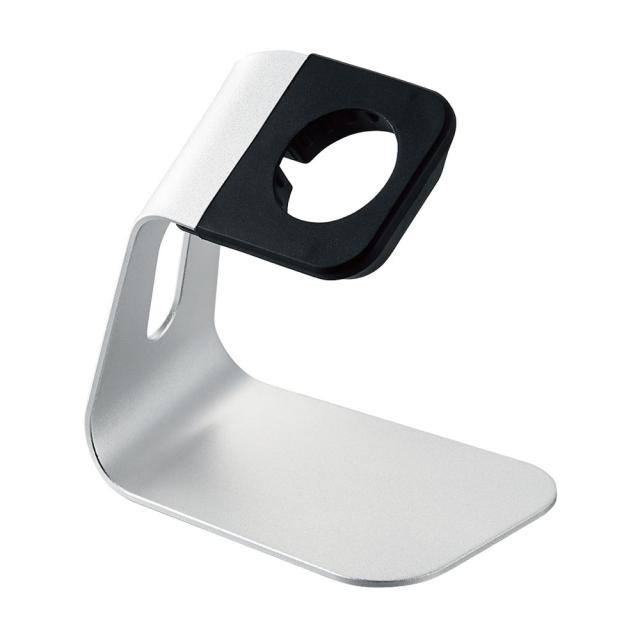 他サイト： エレコム AW-DSCHALSV Apple Watch用 卓上 スタンド 縦置き アルミ製 Series 7 / 6 / 5 の商品画像