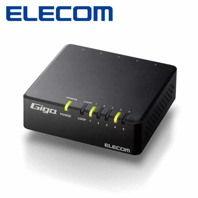 他サイト： エレコム|ELECOM EHC-G05PA4-JB スイッチングハブ LAN ハブ 5ポート Giga対応 1000/100/1の商品画像
