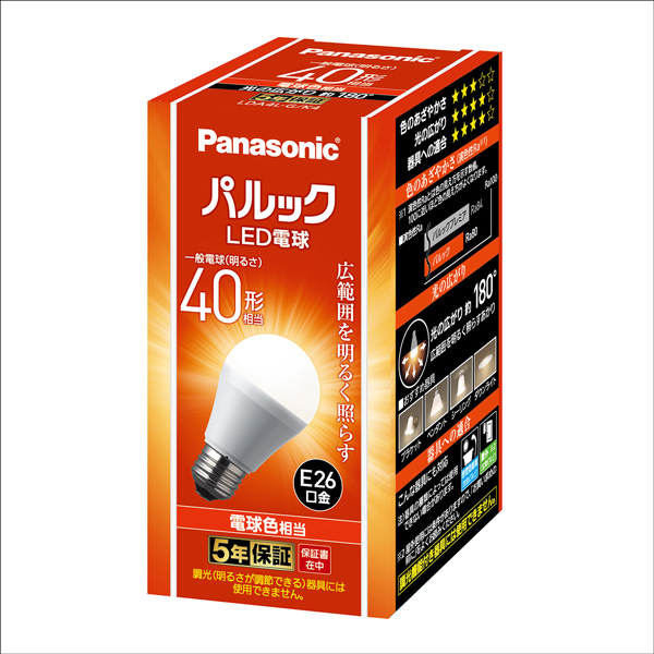 他サイト： パナソニック LDA4LGK4 LED電球 一般電球形 485lm(電球色相当)Panasonic 広配光タイプ[LDA4LGKの商品画像
