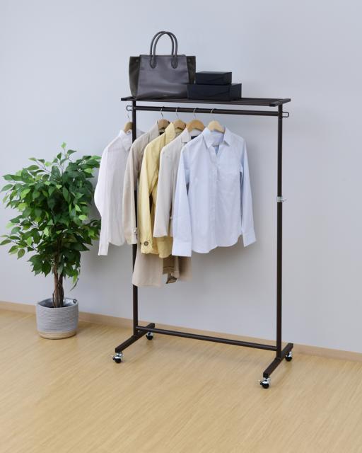 他サイト： YAMAZEN DDSH-SUT-DBR オールマット塗装のアパレル仕様ハンガー 上棚付き(タークフラウン)[DDSHSUTDBの商品画像