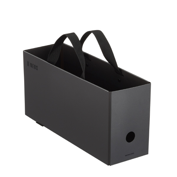 他サイト： コクヨ A4PH-NELFM-D すっきり収納できるキャリーボックス<NEOS>(ハーフ)(ブラック)[A4PHNELFMD] の商品画像
