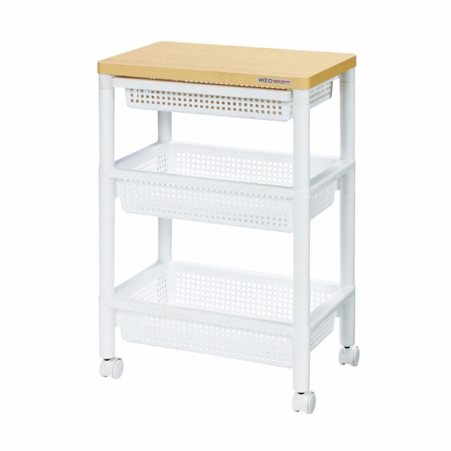 他サイト： 不動技研 F-2491WH ウッドテーブルワゴンWTW-3H[F2491WHフドウ] 返品種別Aの商品画像
