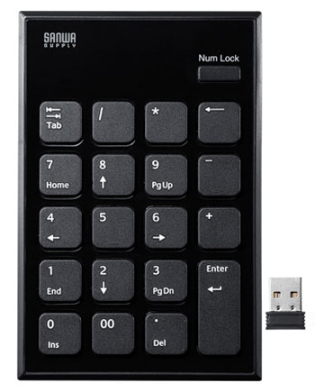 他サイト： サンワサプライ NT-WL21BK 2.4GHzワイヤレスUSBテンキーSANWA SUPPLY[NTWL21BK] 返品種別Aの商品画像