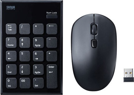 他サイト： サンワサプライ NT-WL23SETBK 静音ワイヤレステンキーマウスセット ブルーLEDセンサー[NTWL23SETBK] 返の商品画像