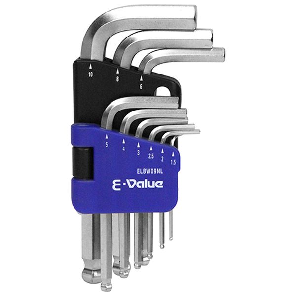 他サイト： E-Value ELBW09NL ボールポイント六角棒レンチセット ミリ スタンダード(9本組)藤原産業[ELBW09NLEVAの商品画像