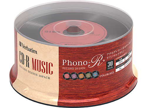 他サイト： バーベイタム AR80FHX30SV7 音楽用CD-R 80分 30枚パック5色レコードデザインPhono-RVerbatim[の商品画像