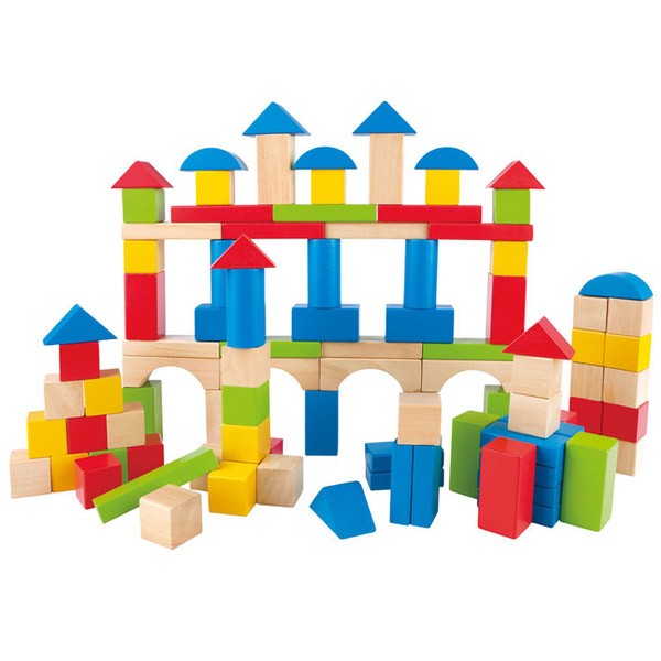 他サイト： HAPE 積み木(白木&カラー)100【E0427A】  返品種別Bの商品画像