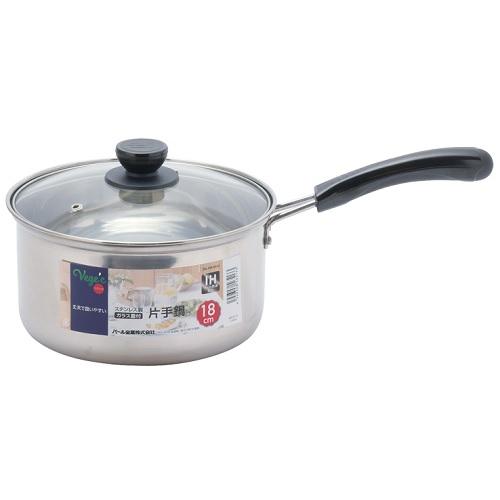 他サイト： パール金属 ベジック ステンレス製ガラス蓋付片手鍋18cm(HB-6513) 返品種別Aの商品画像