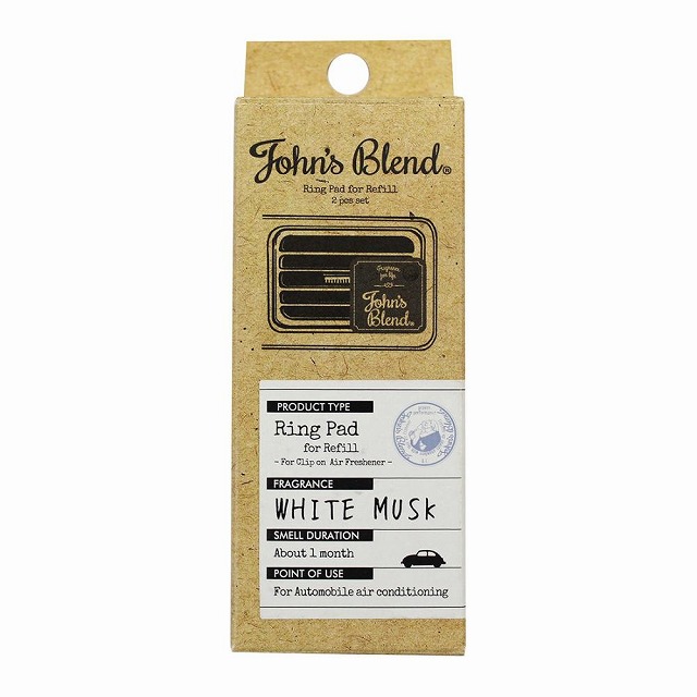 他サイト： 【ネコポス対応】ジョンズブレンド クリップオンエアーフレッシュナー 芳香剤詰替え ホワイトムスクの商品画像