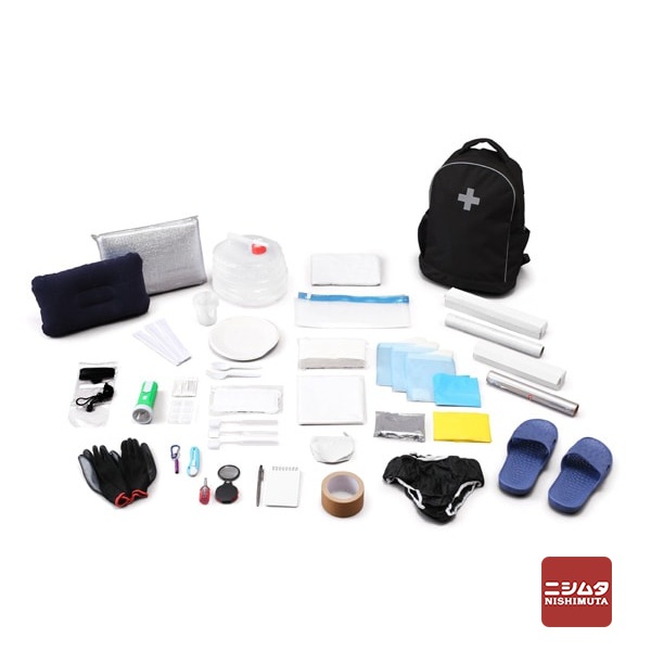 他サイト： アイリスオーヤマ 防災リュックセット 33点 BRS-33 ブラック 災害 防災バッグ【送料無料】の商品画像