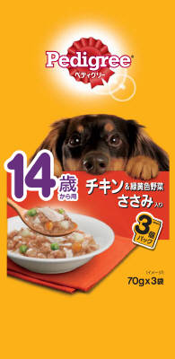 他サイト： ペディグリー 14歳から用 チキン&緑黄色野菜 ささみ入り 70g×3袋 マース ペット フード ドッグフードの商品画像
