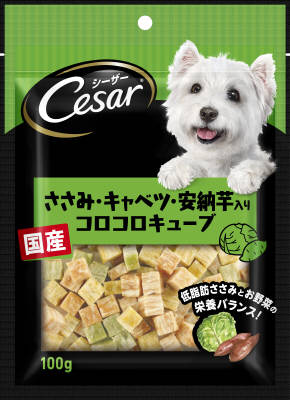 他サイト： シーザースナック ささみ・キャベツ・安納芋入りコロコロキューブ 100g マース ペット フード ドッグフードの商品画像