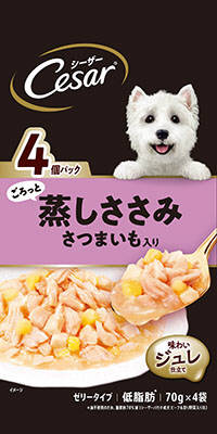 他サイト： シーザー ごろっと蒸しささみ さつまいも入り 70g×4袋 マース ペット フード ドッグフードの商品画像