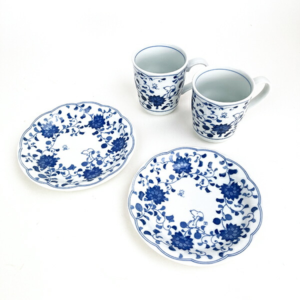 他サイト： スヌーピー 藍唐草 マグ&ケーキペアセット ギフト 日本製 SNOOPYの商品画像