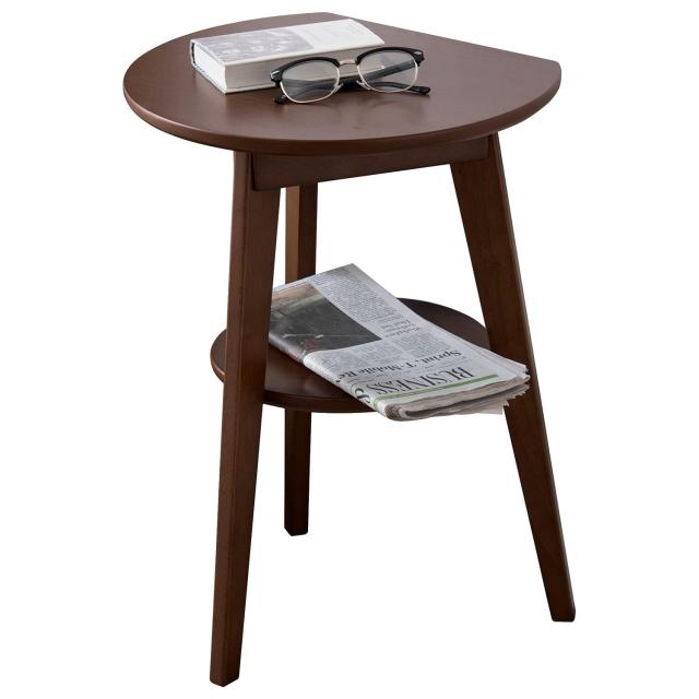 他サイト： HAGIHARA 萩原 萩原 サイドテーブル 丸型 机 ナイトテーブル 【壁付けできる】 丸テーブル 天然木 ダークブラウン Vの商品画像