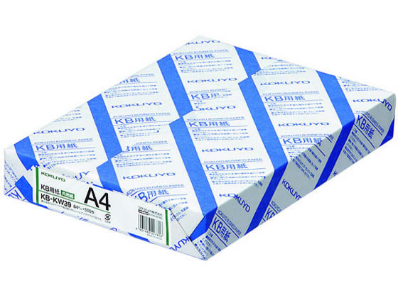 他サイト： KB用紙(共用紙) 64g A4 500枚 コクヨ KB-KW39の商品画像