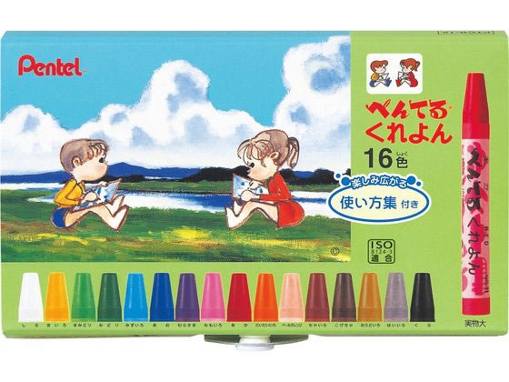 他サイト： ぺんてる くれよん 16色 ぺんてる PTCR-16の商品画像