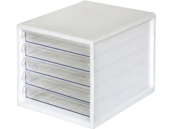 他サイト： A4レターケース 浅型5段 白 ナカバヤシ A4E-05Wの商品画像