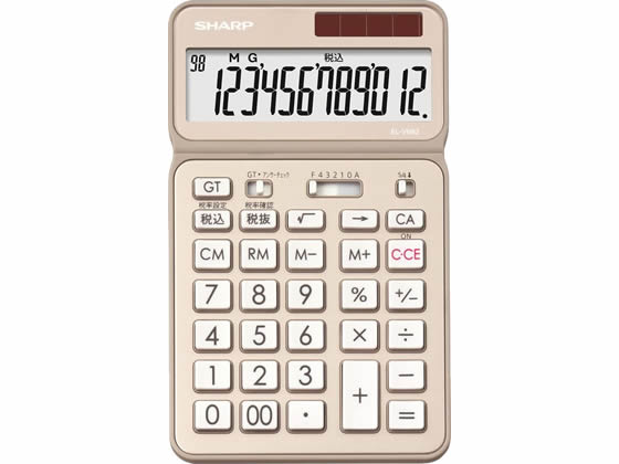 他サイト： ナイスサイズタイプ電卓12桁 シャンパンゴールド シャープ EL-VN82-NXの商品画像